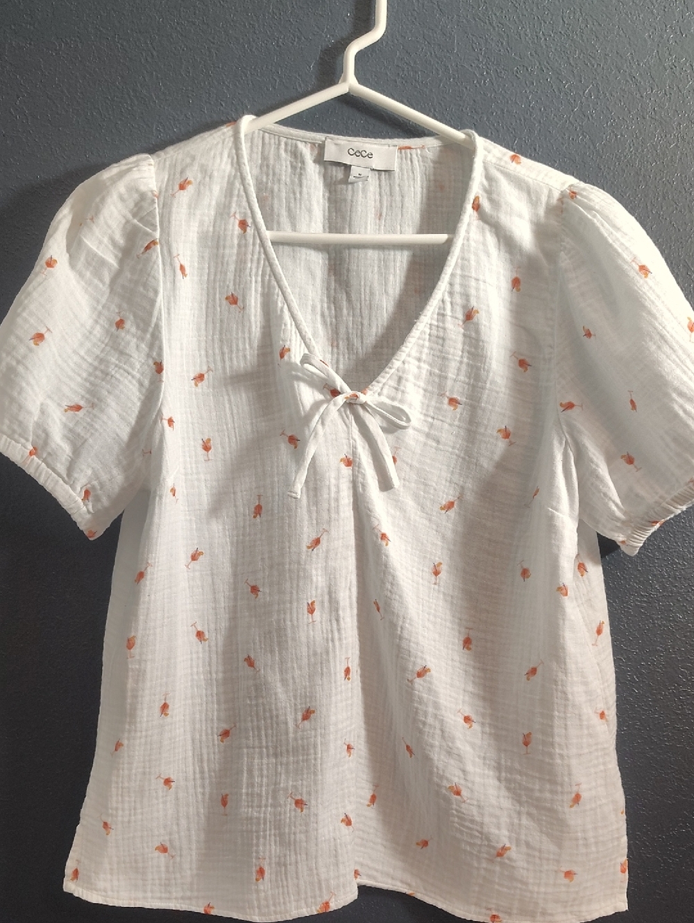 White Gauze Short Sleeve Cocktail Motif Island Resort Wear Summer Festive Top